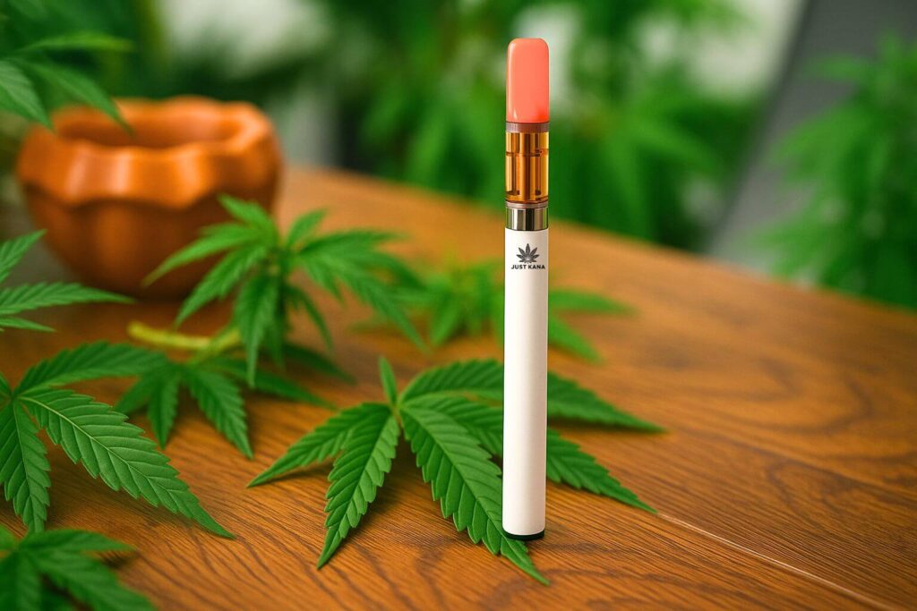 best-cbd-vape-pen-justkana-hemp-leaves